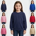 thumbnail image 1 of Mitankcoo Long Sleeve Tops for Girls Crew Neck Solid Sweatshirt Multi-color Casual Daily Kid Pullover, 1 of 7