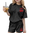 thumbnail image 1 of Mitankcoo Print Two Piece Outfits for Girls Short Sleeve Cherry Printed Tops and Shorts Sets for Daily Wear, 1 of 6