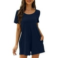thumbnail image 1 of Mitankcoo Short Jumpsuits for Women Casual Crewneck Backless Rompers Summer Overalls Beach Vacation Outfits, 1 of 8