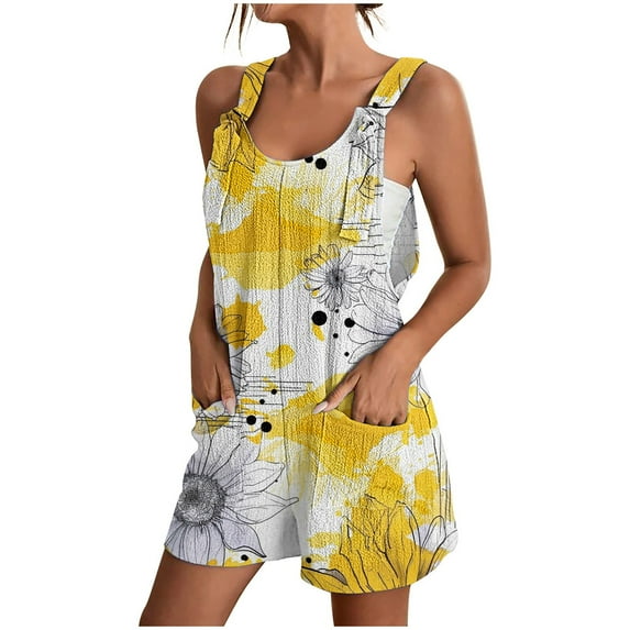 Mitankcoo Shorts Romper for Women Athletic - Vintage Floral Adjustable Straps Shorts Rompers Workout Jumpsuit