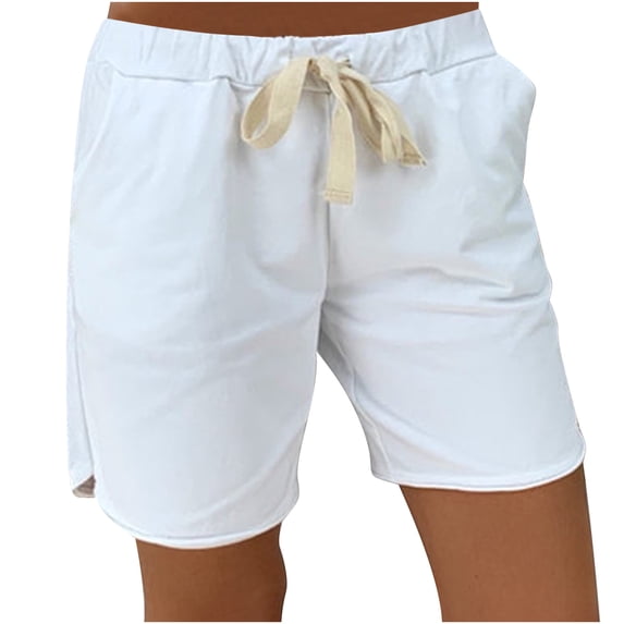 Mitankcoo Summer Shorts for Women Trendy - Plus Size Elastic Drawstring Waist Knee Length Casual Bermuda Shorts
