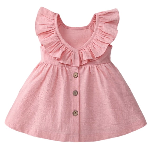 Mitankcoo Toddler Girls Cotton Dresses Crew Neck Sleeveless A-Line Dress for Summer Casual Daily 0-6Y
