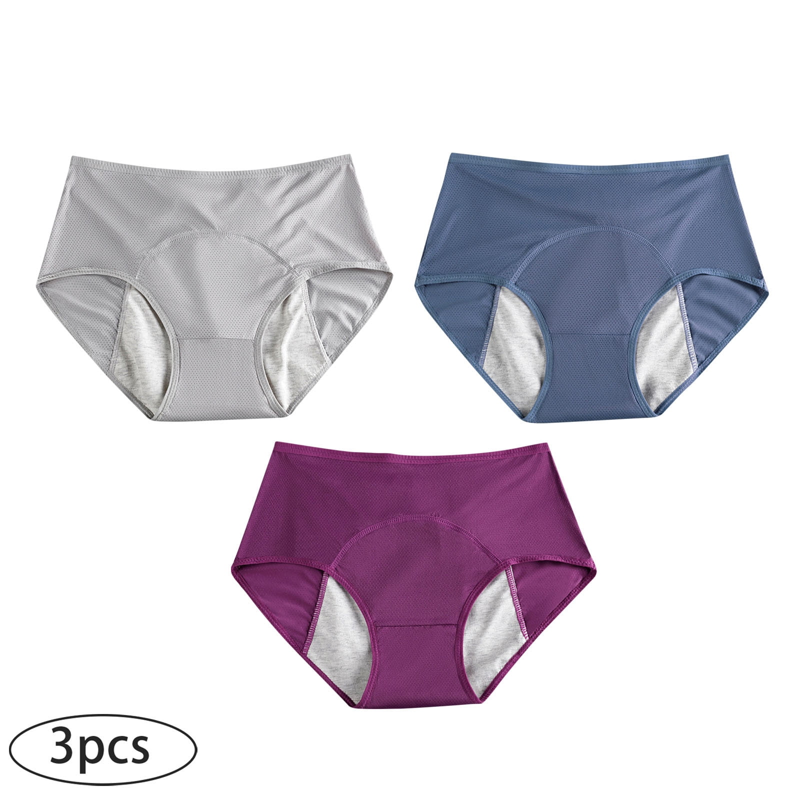 Mitankcoo Women Brief Panties 3 Pack Plus Size Period Underwear Leak Proof Menstrual Panties