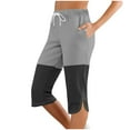 thumbnail image 1 of Mitankcoo Women's Color Block Jogger Capris - Elastic Waist with Pockets - Fashion Drawstring Cropped Trousers, 1 of 7