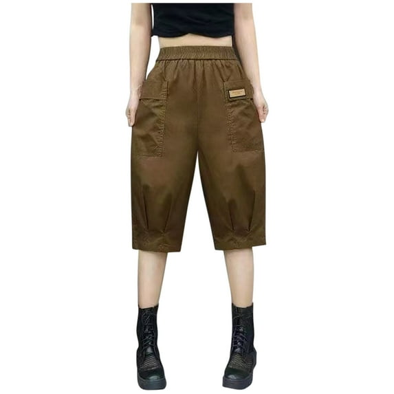 Mitankcoo Women's Cotton Cargo Shorts - Multi-Pocket Bermuda Shorts for Summer