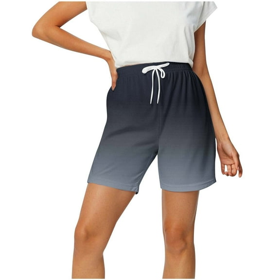 Mitankcoo Women's Gradient Color Cropped Shorts - Drawstring Stretch Pant - Trendy Casual Short Pants