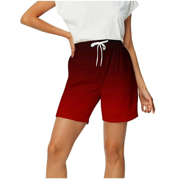 Mitankcoo Women's Gradient Color Cropped Shorts - Drawstring Stretch Pant - Trendy Casual Short Pants