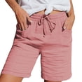 thumbnail image 1 of Mitankcoo Women's High Waist Bermuda Shorts - Drawstring Casual Pockets - Relaxed Fit Cropped Pants, 1 of 7