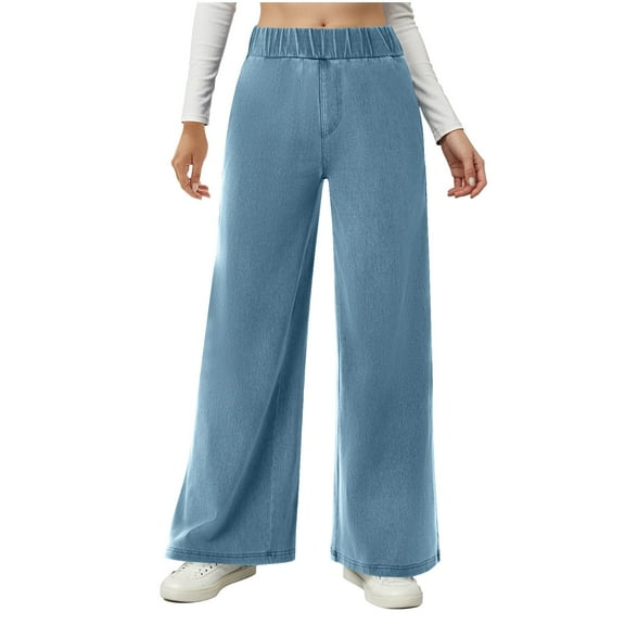 Mitankcoo Women's High-Waist Denim Wide-Leg Jeans - Trendy Fashion Long Pants for Spring/Fall - S-XXL