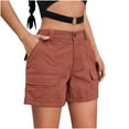 thumbnail image 1 of Mitankcoo Women's High-Waist Stretchy Cargo Shorts - Trendy Solid Color Hot Pants for Summer, 1 of 5