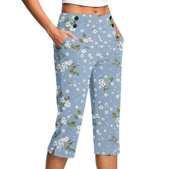 Mitankcoo Women's Plus Size Yoga Capris - Printed Stretch Fabric - Relaxed Workout Fashion Cropped Pants