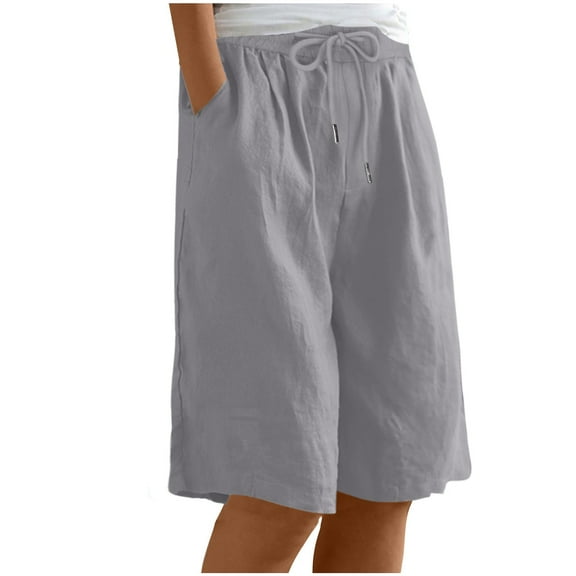 Mitankcoo Womens Lightweight Shorts Cotton Linen Casual Baggy Trendy Elastic Waist Comfy Shorts