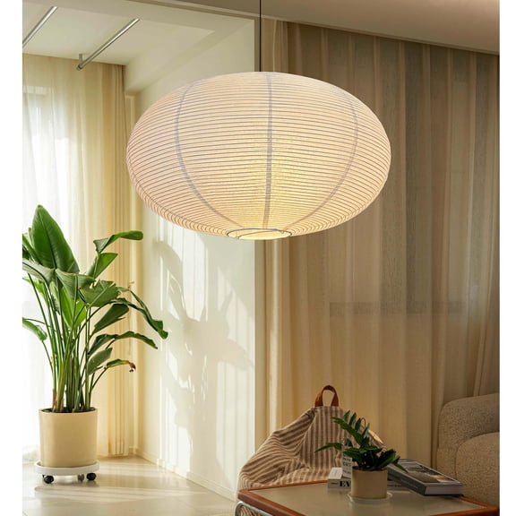 Large Pendant Lampshades White Natural Rice Paper Light Covers for Ceilings,Boho Spring Home Decor,1 PCS