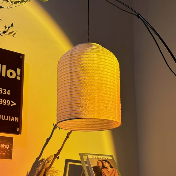 12"D 15.7"H Paper Lampshades White Ceiling Covers for Bedroom TV Room Indoor Decor Pendant Fixtures