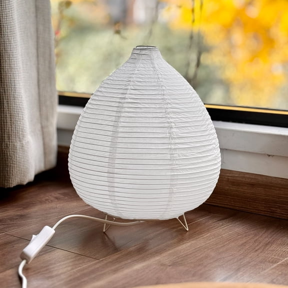 Mitavade Table Lamp,10inch Mini Natural Room Paper Lantern Lamp，White Clean Design Water Droplets Lamp Shades，Cover for Bedroom Bedside