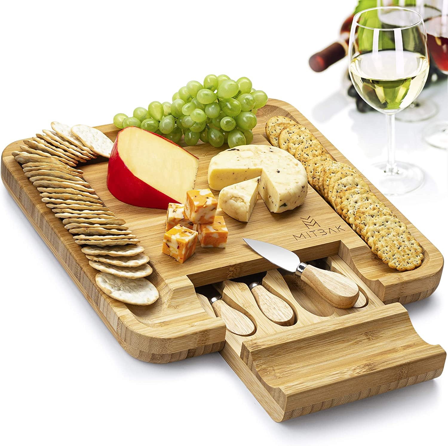 Free Shipping! Mitbak Cheese Board Tray with 4 Cheese Knives