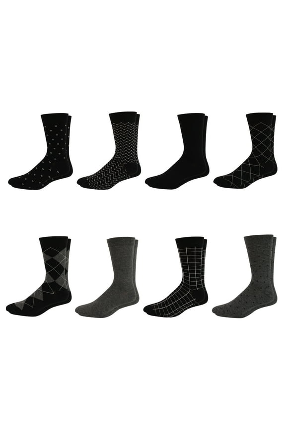 Mens Dress Business Crew Socks Bamboo Moisture Wicking Non Sweat Odor Resistant 8 Pack