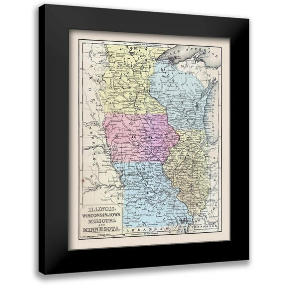 Mitchell 12x14 Black Modern Framed Museum Art Print Titled - Midwestern United States - Mitchell 1877