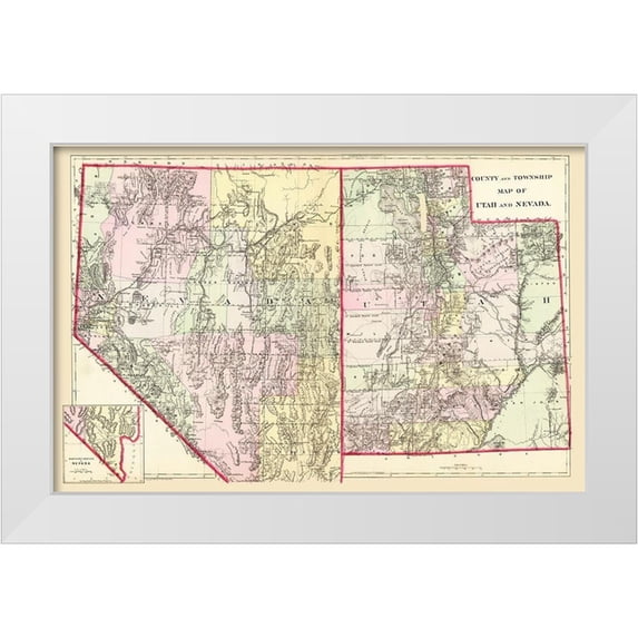 Mitchell 14x11 White Modern Wood Framed Museum Art Print Titled - Nevada, Utah - Mitchell 1890