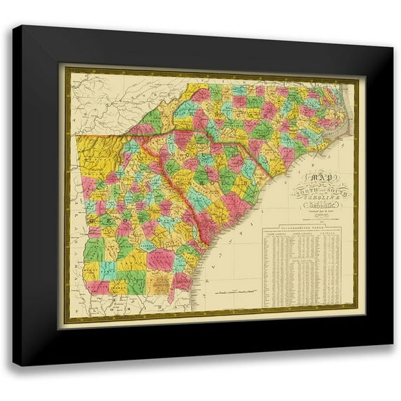 Mitchell 14x12 Black Modern Framed Museum Art Print Titled - North Carolina, South Carolina , Georgia 1831