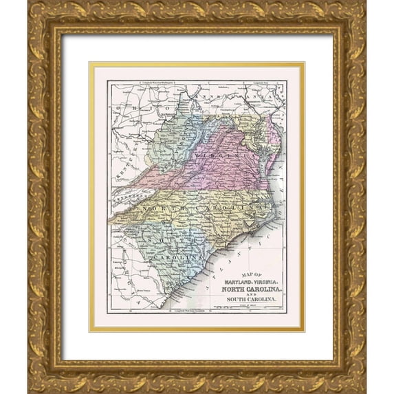 Mitchell 15x18 Gold Ornate Wood Framed with Double Matting Museum Art Print Titled - South Eastern United States - Mitchell 1877