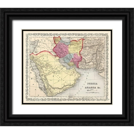 Mitchell 17x15 Black Ornate Wood Framed with Double Matting Museum Art Print Titled - Middle East Persia Arabia - Mitchell 1857