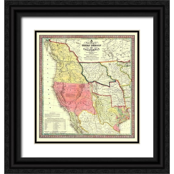 Mitchell 20x21 Black Ornate Wood Framed with Double Matting Museum Art Print Titled - Texas Oregon California United States
