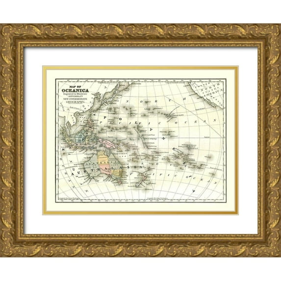 Mitchell 24x19 Gold Ornate Wood Framed with Double Matting Museum Art Print Titled - Oceania - Mitchell 1869