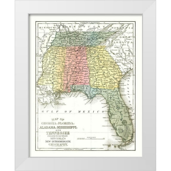 Mitchell 26x32 White Modern Wood Framed Museum Art Print Titled - South East Coast - Mitchell 1869