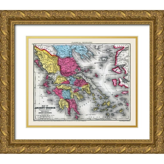 Mitchell 31x26 Gold Ornate Wood Framed with Double Matting Museum Art Print Titled - Ancient Greece - Mitchell 1844