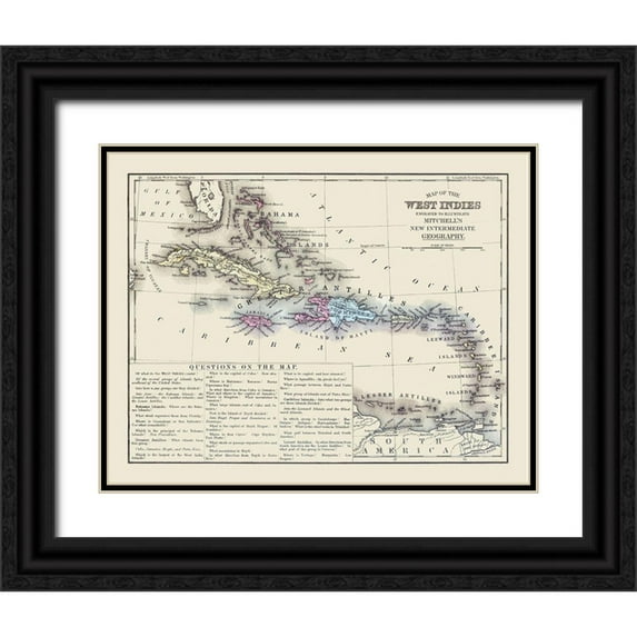 Mitchell 32x26 Black Ornate Wood Framed with Double Matting Museum Art Print Titled - West Indies - Mitchell 1877