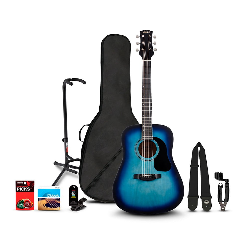 Mitchell Launch D75S Starter Dreadnought Acoustic Guitar Deluxe Pack - Blue Burst