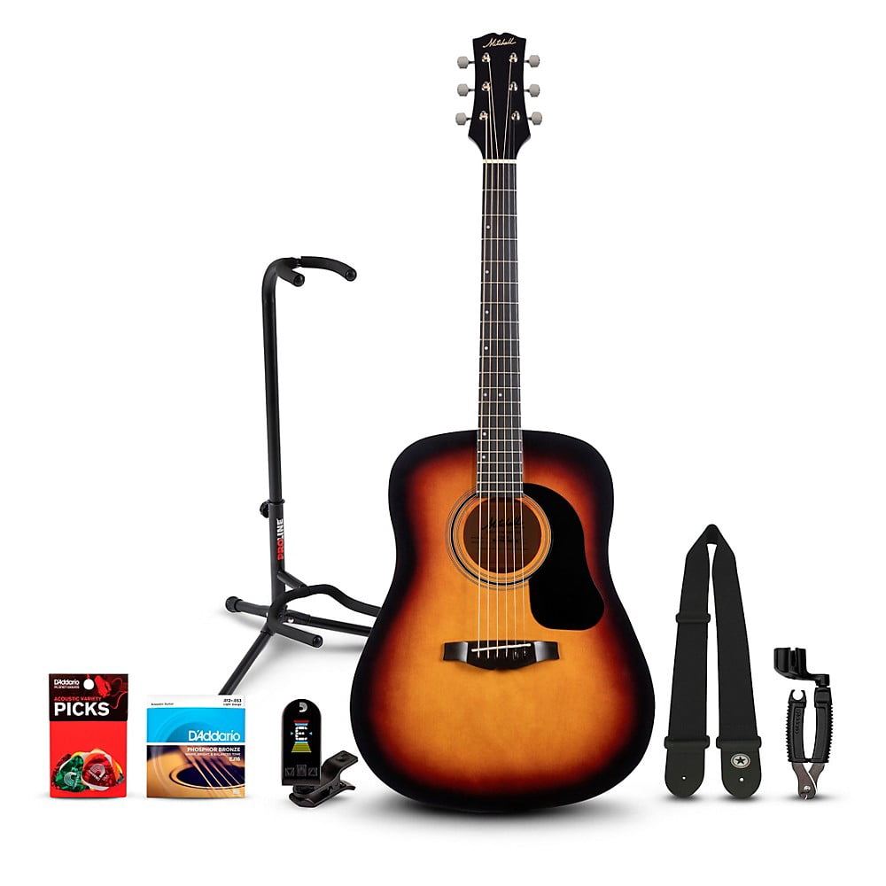 Mitchell Launch D75S Starter Dreadnought Acoustic Guitar With Accessories & Stand - Sunburst