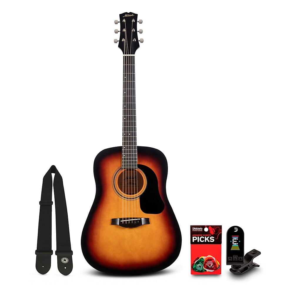 Mitchell Launch D75S Starter Dreadnought Acoustic Guitar With Accessories - Sunburst