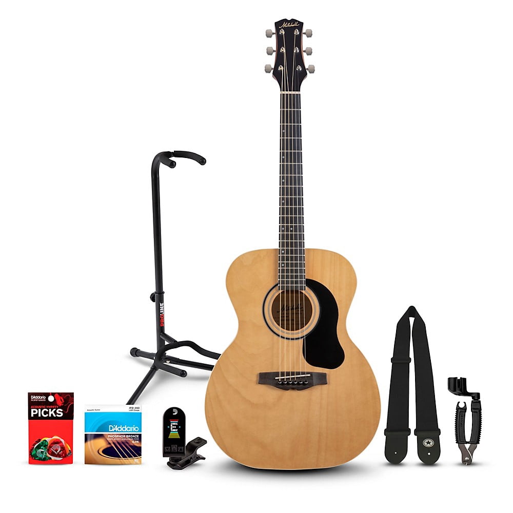 Mitchell Launch O100JR Auditorium Junior Acoustic Guitar With Accessories & Stand Natural