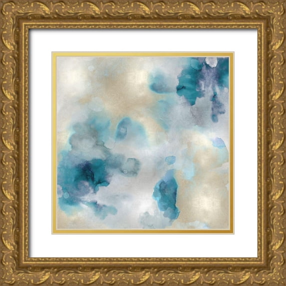 Mitchell, Lauren 12x12 Gold Ornate Wood Framed with Double Matting Museum Art Print Titled - Aqua Movement III