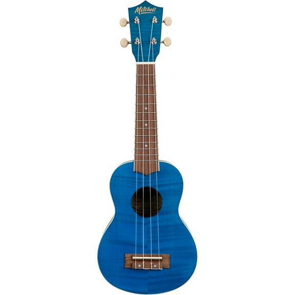 Mitchell MU45F Exotic Soprano Ukulele Flamed Maple Blue