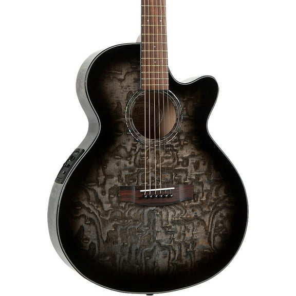 Mitchell MX430QAB Exotic Series Acoustic-Electric Guitar Midnight Black Edge Burst
