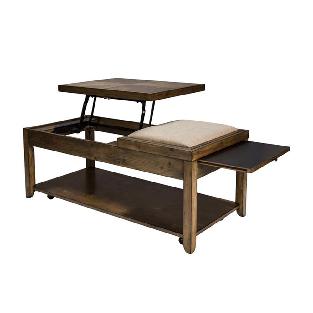 Mitchell Medium Brown Rectangular Lift-Top Cocktail Table with Storage