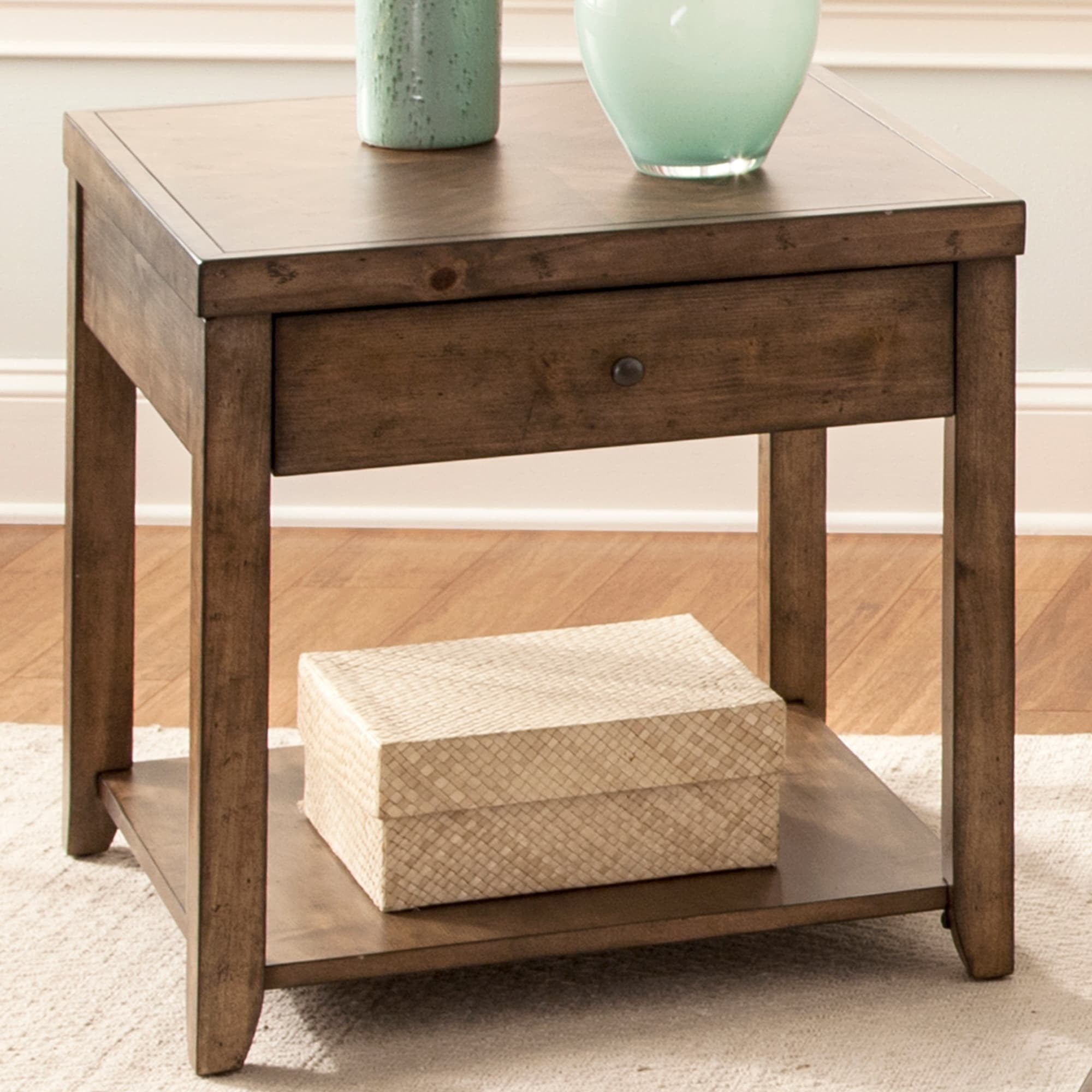 Mitchell Nutmeg Brown Wood End Table with Storage