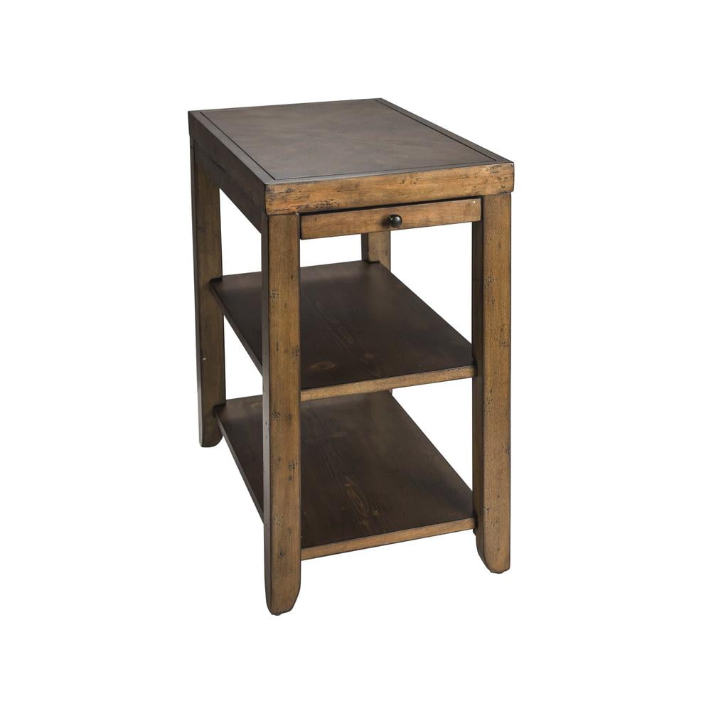 Mitchell Brown Rectangular Wood Side Table with Storage