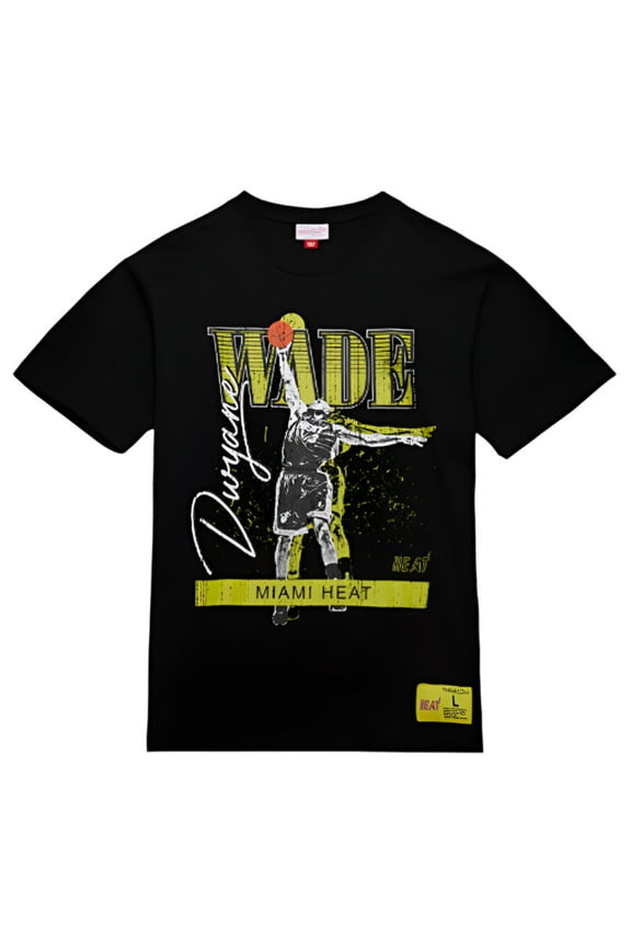 Mitchell Ness Dwyane Wade Black Miami Heat Neon Pop Player T-Shirt