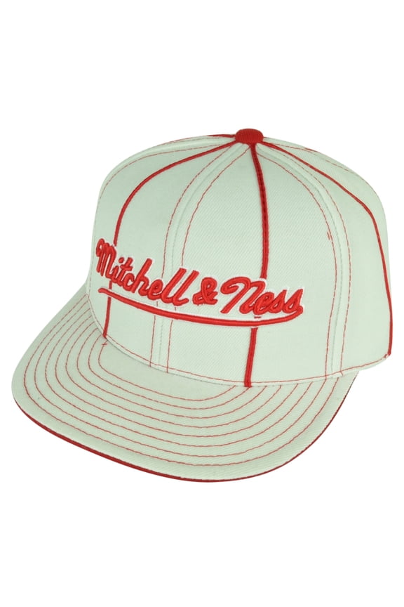 Embroidered Logo White Striped Flat Bill Fitted 7 1/2 Hat Cap