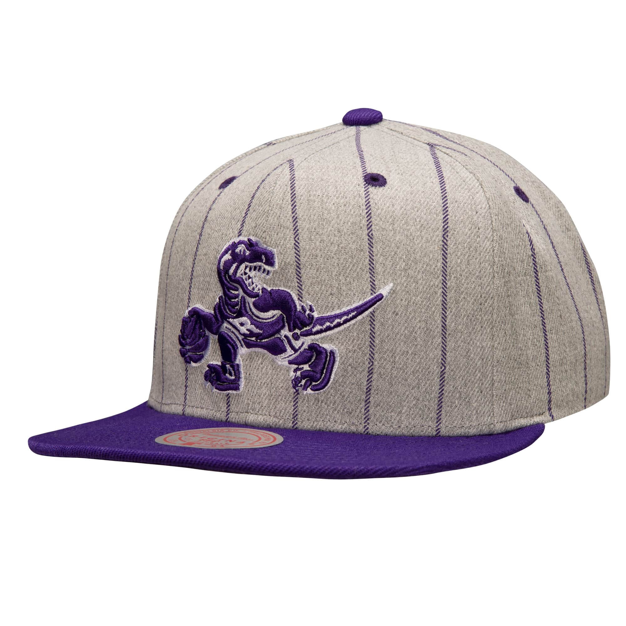Mitchell \u0026 Ness Heather Grey/Purple NBA Toronto Raptors Pin Pop HWC Snapback - OSFA