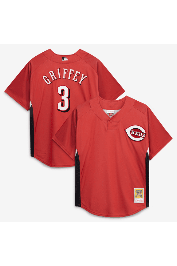 Men's Mitchell & Ness Ken Griffey Jr. Red Cincinnati Reds Authentic Batting Practice Jersey
