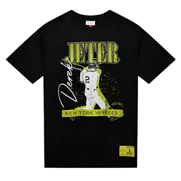 Mitchell  Ness Men's Derek Jeter Black New York Yankees Neon Pop Player T-Shirt