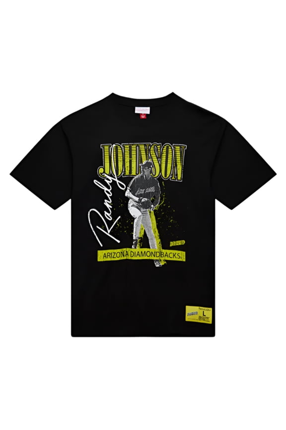 Mitchell Ness Men's Randy Johnson Black Arizona Diamondbacks Neon Pop Player T-Shirt