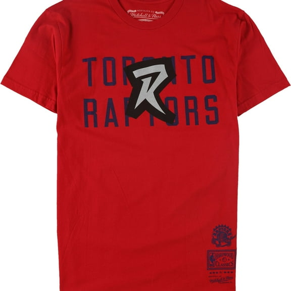 Mitchell & Ness Mens First Letter Stacked Graphic T-Shirt, Red, Large