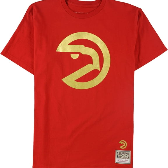 Mitchell & Ness Mens Midas Foil Tee Atlanta Hawks Graphic T-Shirt, Red, X-Large