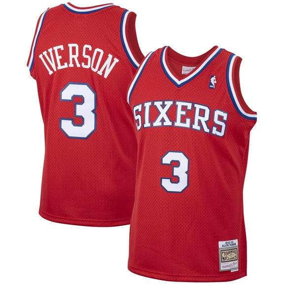 Men's Mitchell & Ness Allen Iverson Red Philadelphia 76ers 2002/03 Hardwood Classics Swingman Jersey